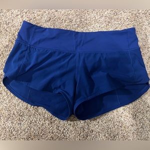 Royal blue lululemon speed up shorts size 6